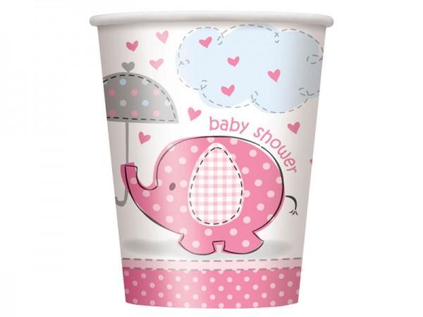 Partybecher Babyparty Elefant rosa Pappbecher