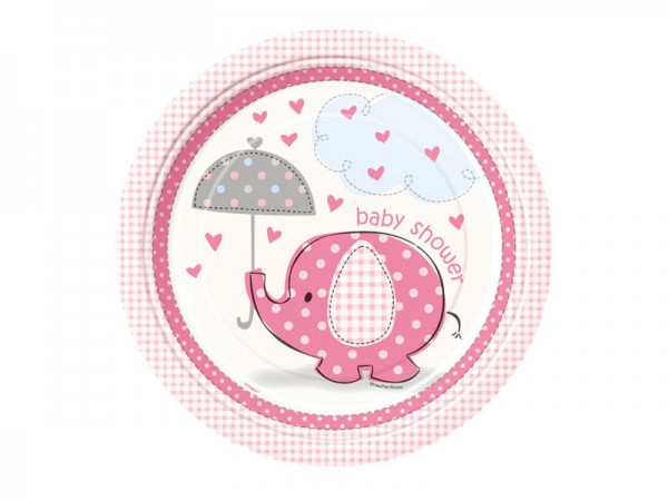 Pappteller Babyparty Elefant rosa Partyteller